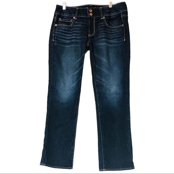American Eagle Outfitters Dark Blue Straight Leg Jeans - Picture 2 of 9